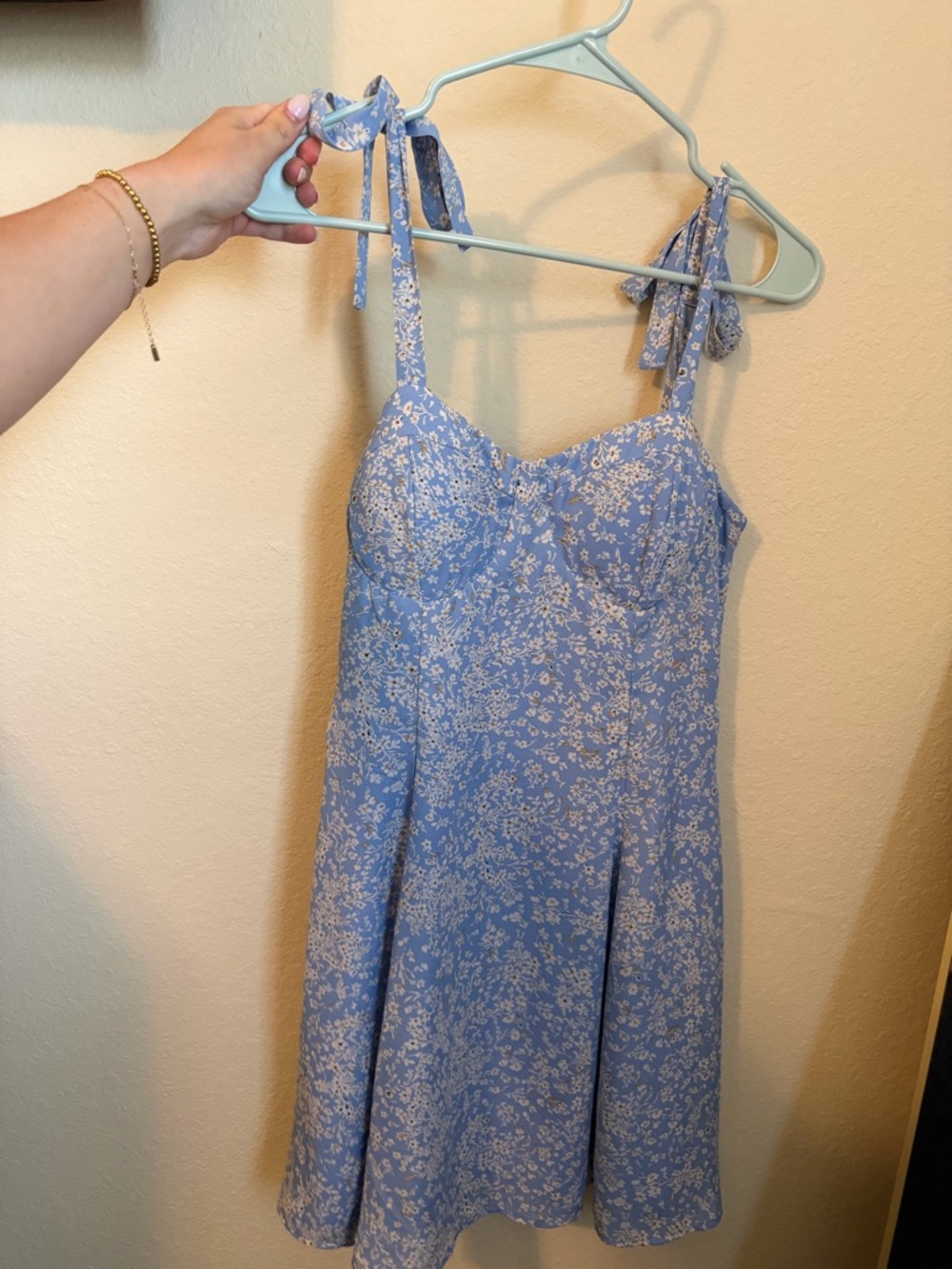 Lily Rose Light Blue Floral Tie-Shoulder Sundress